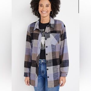 Maurices Cabin Plaid Boyfriend Button Down Shirt